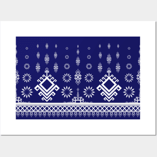 Beautiful tribal pattern in blue and white Posters and Art